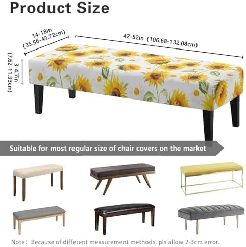 Dining Bench Slipcover with Sunflower Design