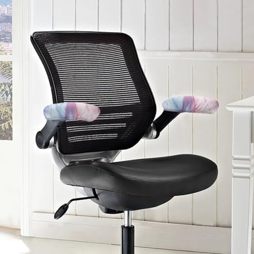 Marble Print Armrest Slipcovers for Office Chairs 2 Pcs Removable