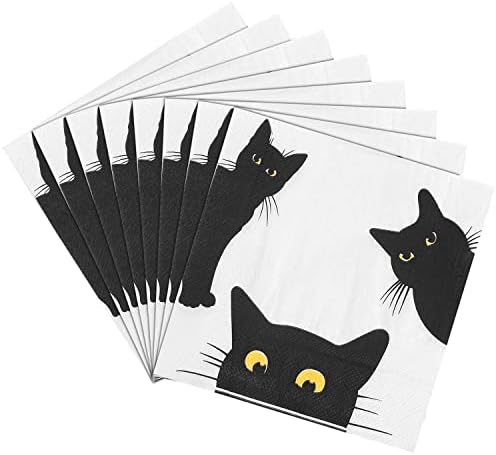 Quera 50 Pack Black Cat Disposable Napkins