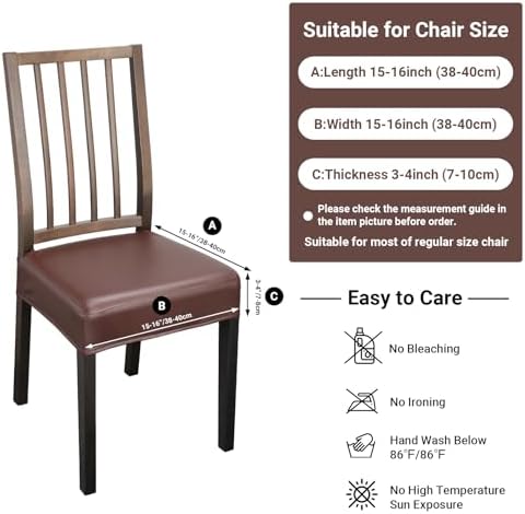 Treaful Dining Chair Covers Set of 6 PU Leather Slipcovers