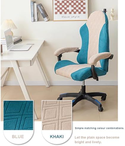 Blue Gaming Chair Cover With Armrest - Stretchable X-Large Slipcover
