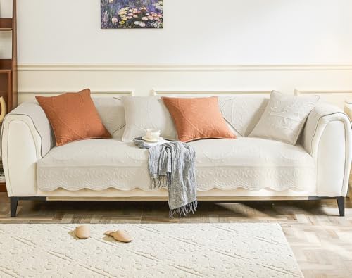 Leaf Floral Cotton Quilted Dog Couch Cover for Farmhouse Sofa