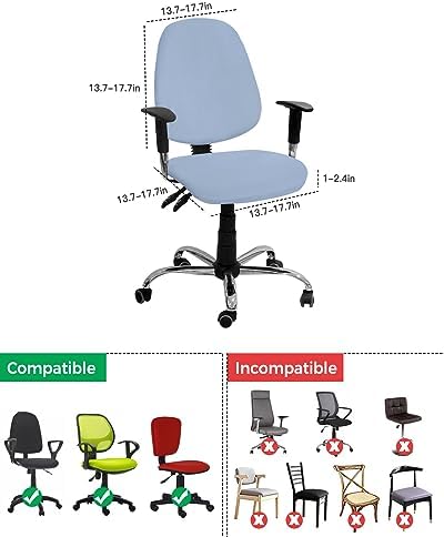 YOKOU Office Chair Covers Stretchable Light Blue Elastic Removable Rotating Desk Chair Slipcovers