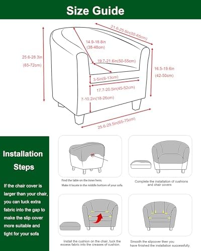 CRFATOP 2-Piece Club Chair Slipcover with Floral Pattern