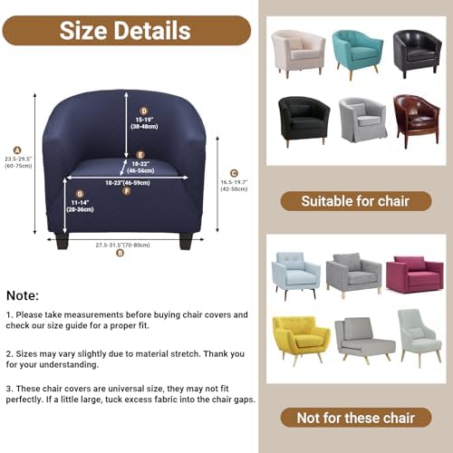 Treaful Club Chair Slipcover with Elastic Removable Cover