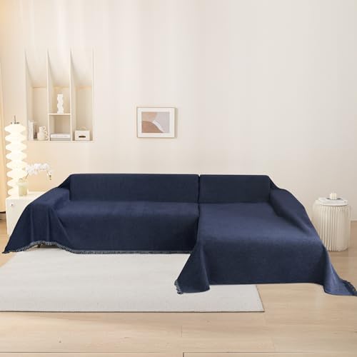 MEETSKY Navy Blue Sofa Slipcover Sectional Cover for Pets 71x118