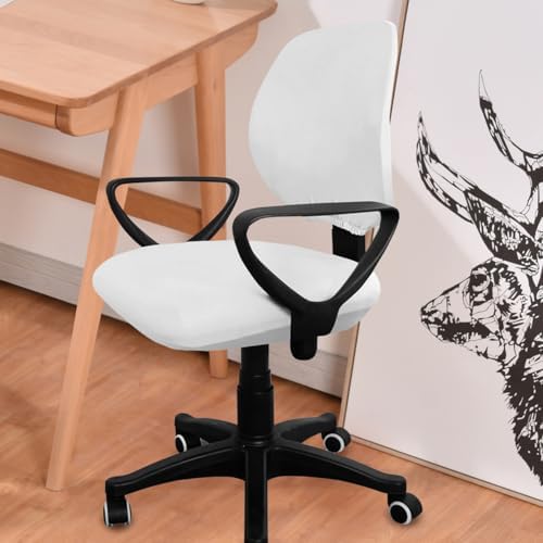 Office Chair Slipcover -- White Split Elastic Cover for Dining and Garden Chairs