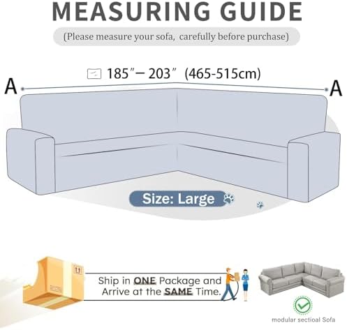 ALIECOM Stretch L Shape Sofa Slipcover with Elastic Bottom