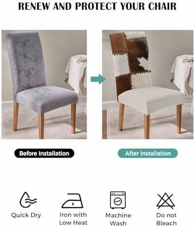4 Pcs Stretch Spandex Dining Chair Covers Removable Washable