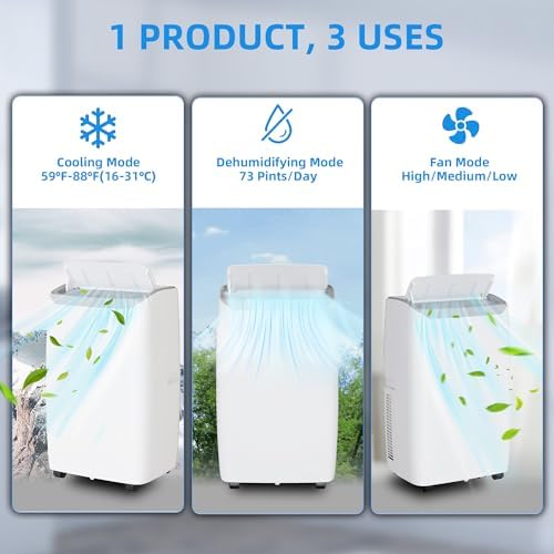 GAOMON 14000 BTU Portable AC Unit with Dehumidifier and Fan
