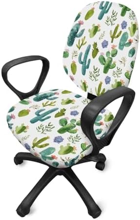 Cactus Computer Chair Cover Stretchable Universal Slipcover 2 Piece