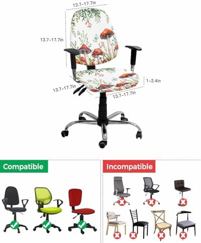 Mushroom Eucalyptus Office Chair Cover 2 Piece Set