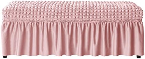Soft Stretch Slipcover for Dining Bench with Skirt Design