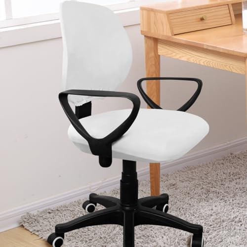 Office Chair Slipcover -- White Split Elastic Cover for Dining and Garden Chairs