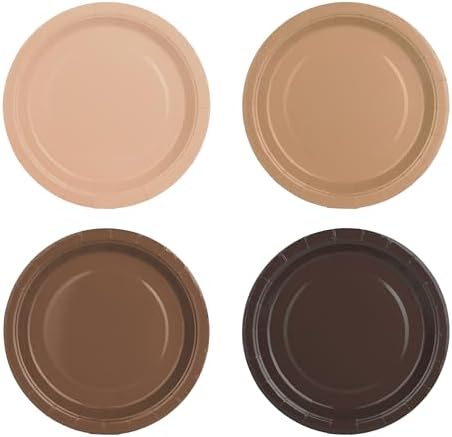 24Pcs Gradient Brown Party Plates 7 Inch for Holidays