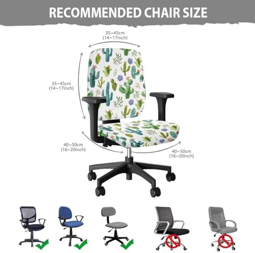 Cactus Computer Chair Cover Stretchable Universal Slipcover 2 Piece