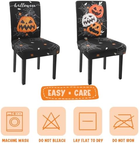 Halloween Chair Covers Set of 4 Pumpkin Ghost Spider Stretch Dining Chair Slipcovers