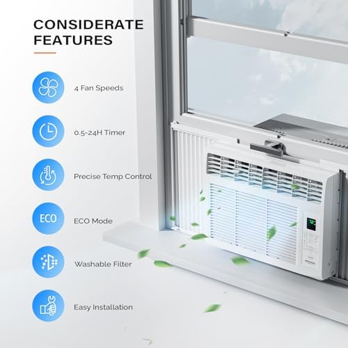 ROVSUN 6000 BTU Window AC with Remote and Timer