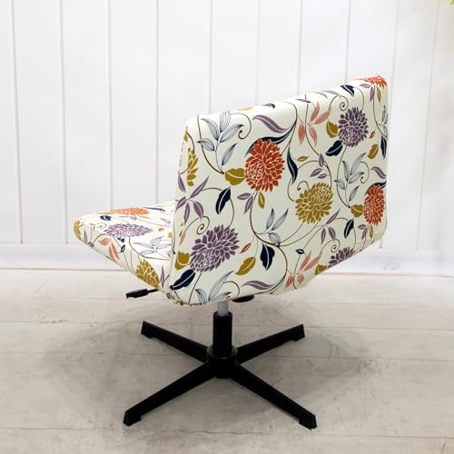 LiveGo Armless Office Chair Cover - Stretchy Jacquard Modern Vanity Chair Protector