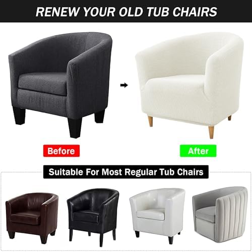 Stretch Tub Chair Covers for Armchair and Club Chairs White