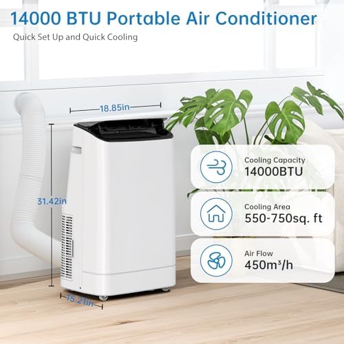 14000 BTU Portable Air Conditioner for 550-750 Sq Ft