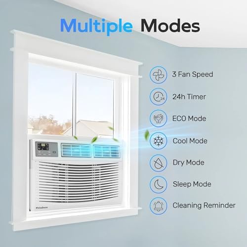 PhiloDeco 12000 BTU Window AC Unit for 550 Sq Ft Room