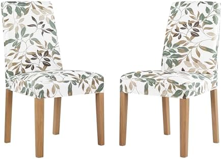 No 918 Hillcrest Botanical Print Stretch Fit Dining Chair Cover Pair Sage Green