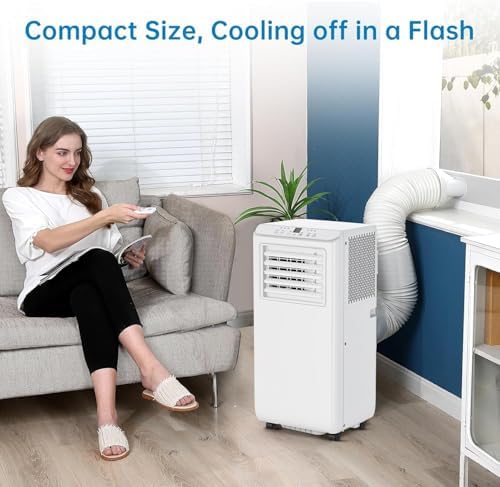 8000BTU Portable Air Conditioner with Remote Control Cooling Dehumidifier Fan White