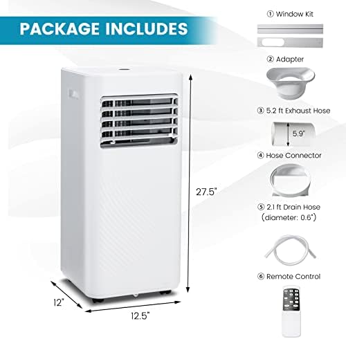 PETSITE 10000 BTU Portable AC Unit with Dehumidifier and Remote Control