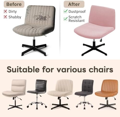 Pink Armless Chair Cover for Home Office
