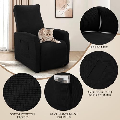 SearchI Recliner Chair Cover 4 Piece Set Black