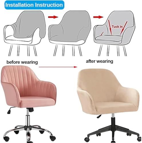 Velvet Office Chair Slipcover with Arms Modern Home Chair Protector