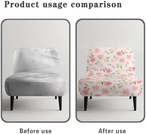 Hechitok Pink Flower Armless Chair Cover Slipcover