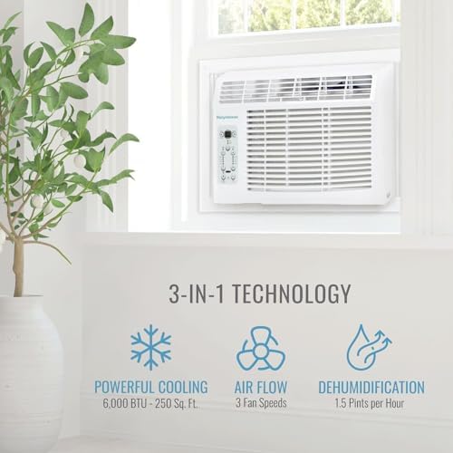 Keystone 6000 BTU Window Air Conditioner Dehumidifier with Smart Remote Control