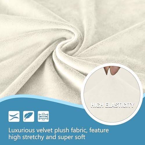 Velvet Stretch L Shape Sofa Cover Set for Living Room