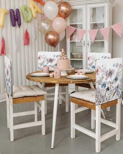 Spring Floral Chair Covers - 4 Pcs Dining Room Chair Back Covers 1