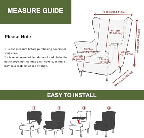 HAOYONG 2 Piece Wingback Chair Covers Waterproof Spandex
