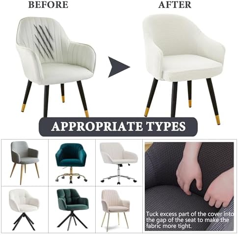 Stretchy Curved Back Dining Chair Covers with Arms 2PCS White