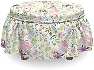 Ambesonne Watercolor Ottoman Cover 2 Piece Set
