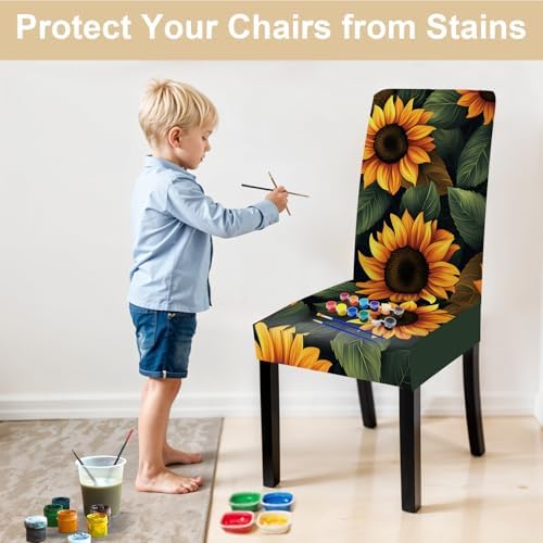 Sunflower Chair Covers for Dining Room - Set of 6