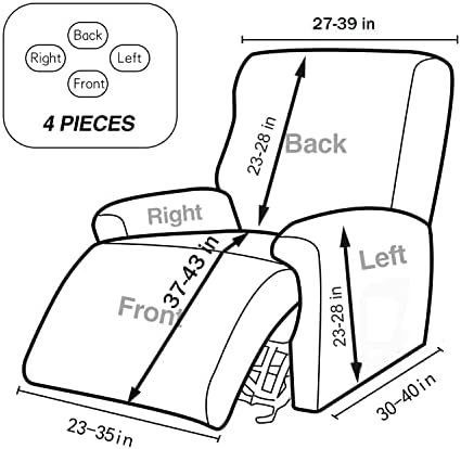 NILUOH 4-Piece Recliner Chair Cover with Pocket Floral Pattern