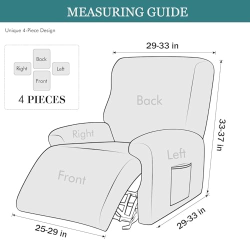 NILUOH Stretch Recliner Cover 4-Pack Floral Patterned