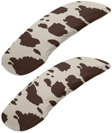 Brown Cow Print Rotating Chair Arm Cover Stain Resistant