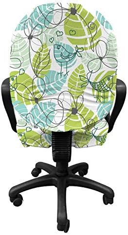 Ambesonne Leaves Office Chair Slipcover with Doodle Birds and Flowers Print