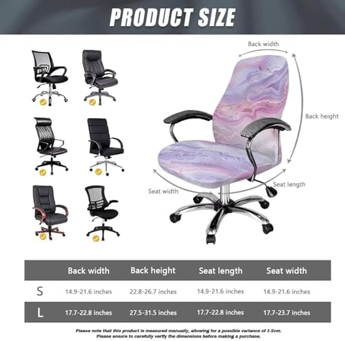 Violet Pink Stretch Marble Print Chair Covers for Office Chairs