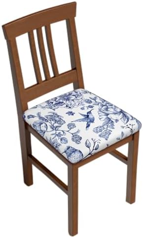 Granbey Blue and White Chair Covers with Navy Floral Design