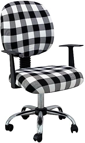 KABAKE Black White Plaid Office Chair Slipcovers