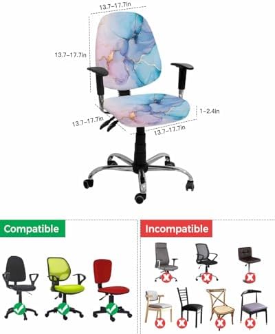 Turquoise Marble Office Chair Covers Universal Spandex