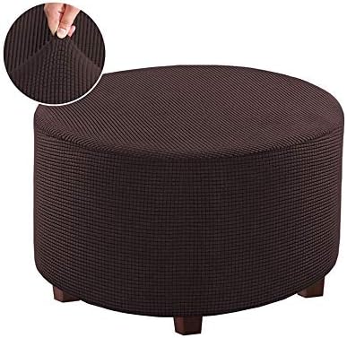 VIENLOVE Round Ottoman Slipcover Jacquard Fabric