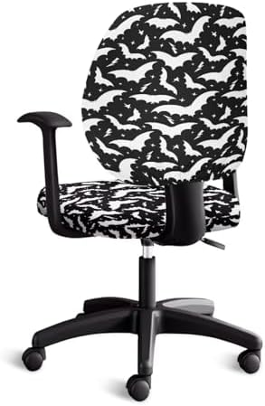 Talayituse Black Bat Pattern Office Chair Cover 2 Piece